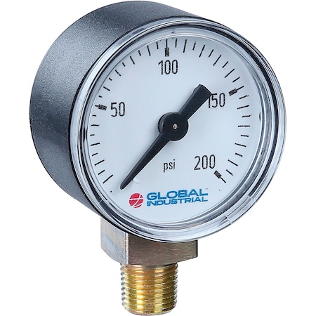 2 Pressure Gauge, 30 PSI, 1/4 NPT LM, Plastic